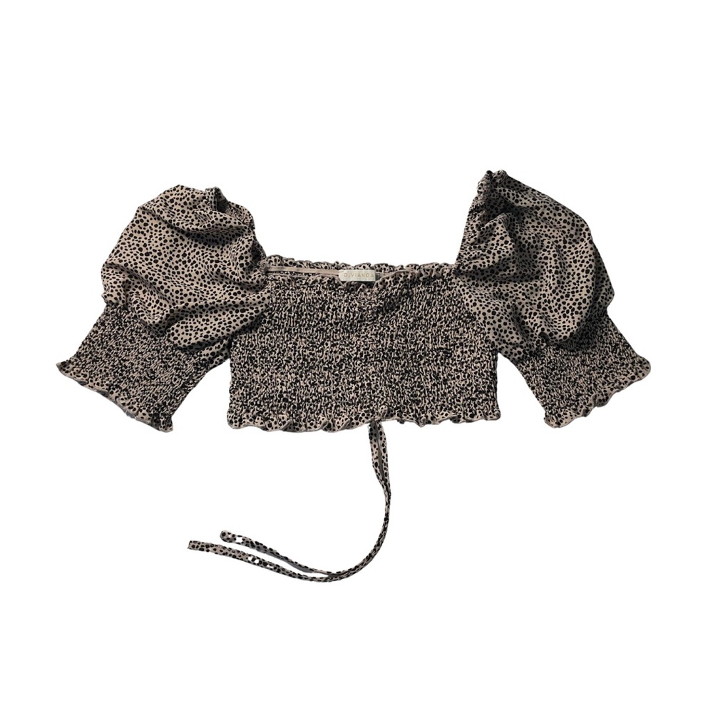 Black and White Puff Sleeve Crop Top